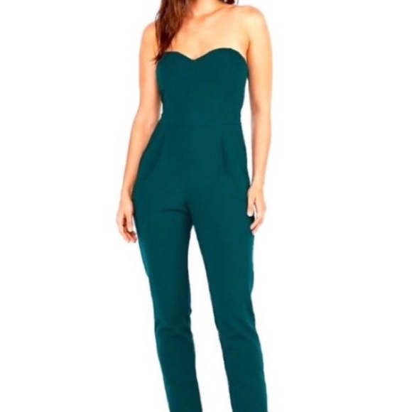 NWT Express Strapless Sweetheart Jumpsuit Emerald Green XS - Picture 4 of 5